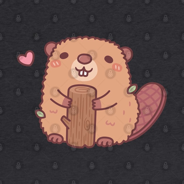 Cute Beaver Holding A Piece Of Wood by rustydoodle